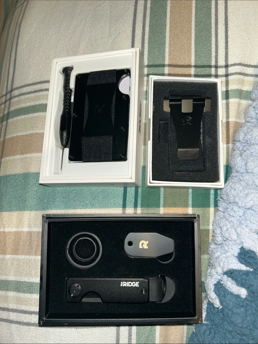 Ridge Black Wallet+ Money Clip + Elastic Upgrade Kit + Keycase
